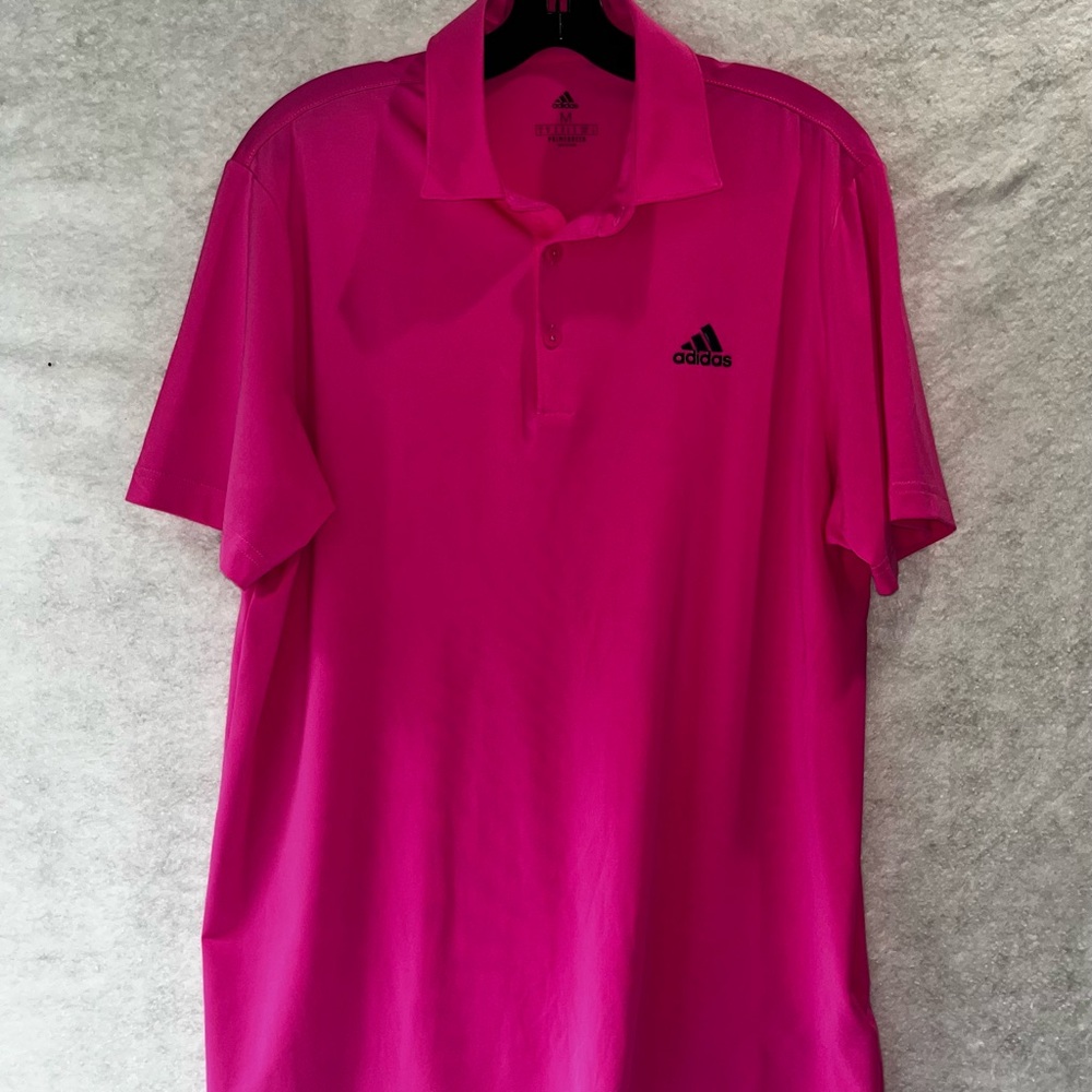 Adidas Mens PrimeGreen  Hot Pink Golf Polo Shirt Size Medium